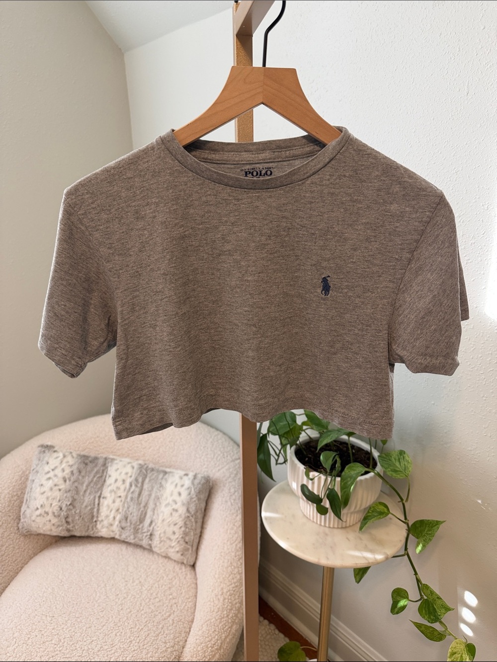 Ralph Lauren Cropped Tee in Heather Brown
